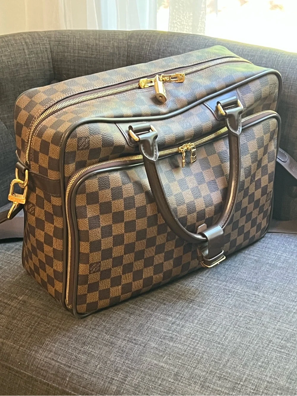 Louis Vuitton Brown Damier Travel Icare Laptop Bag with Shoulder Strap